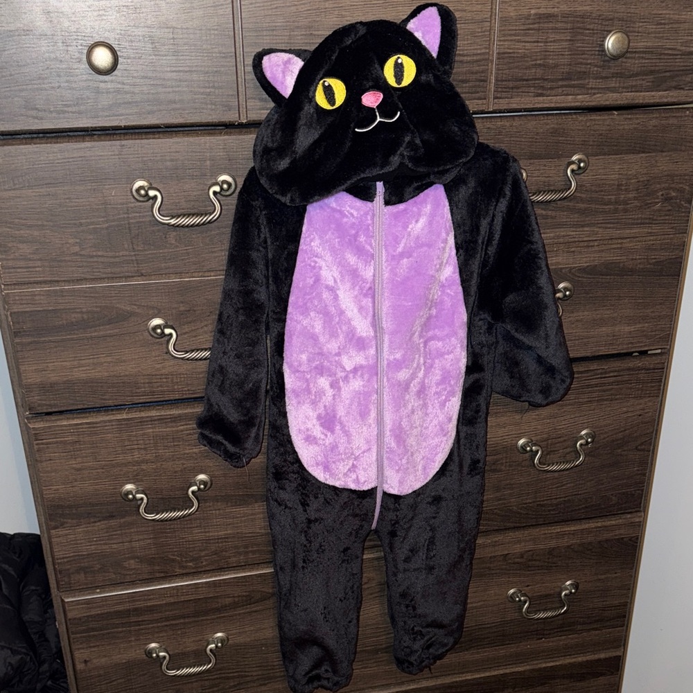 Black and Purple Cat Onesie Costume